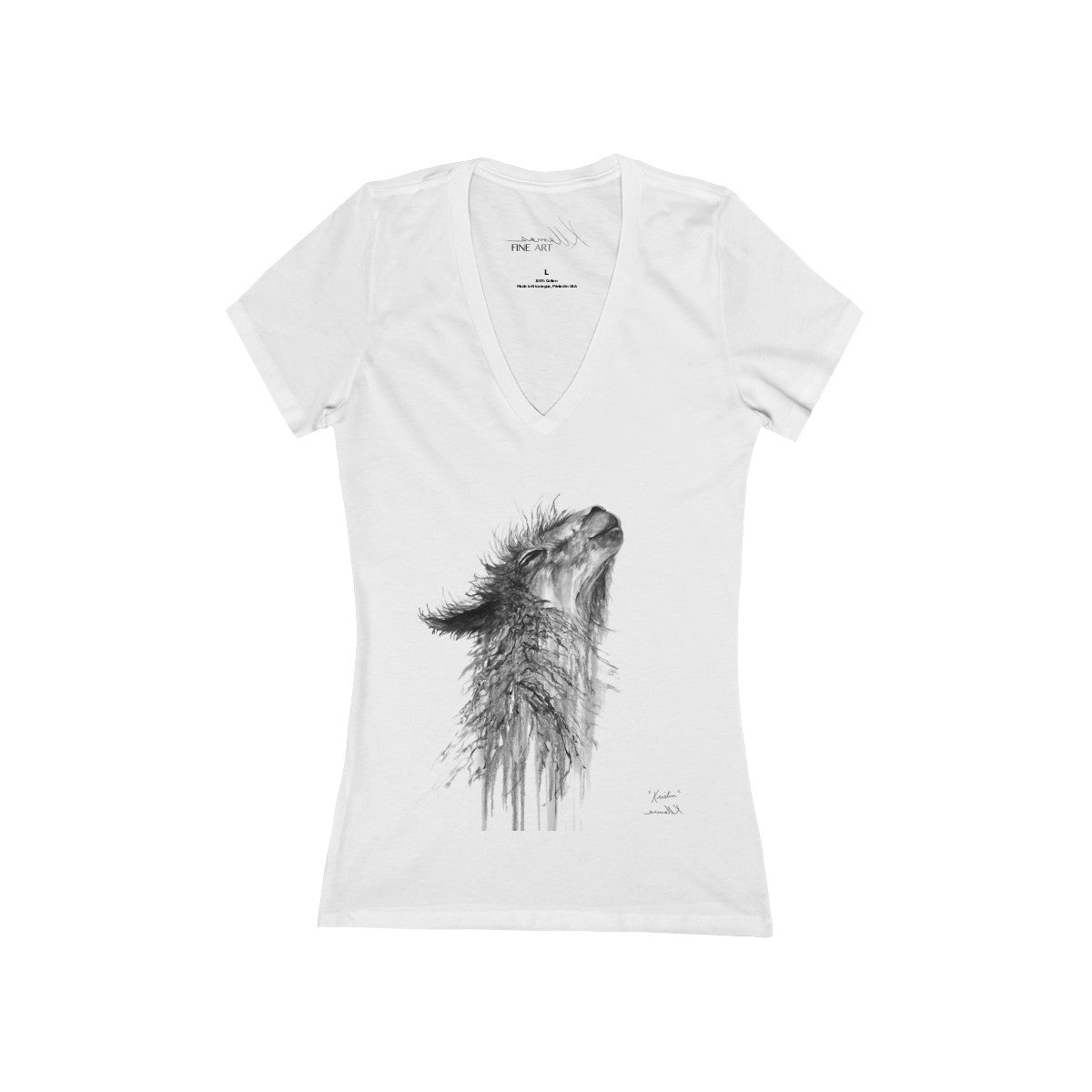 Llama Short Sleeve Deep V-Neck: KRISTIN