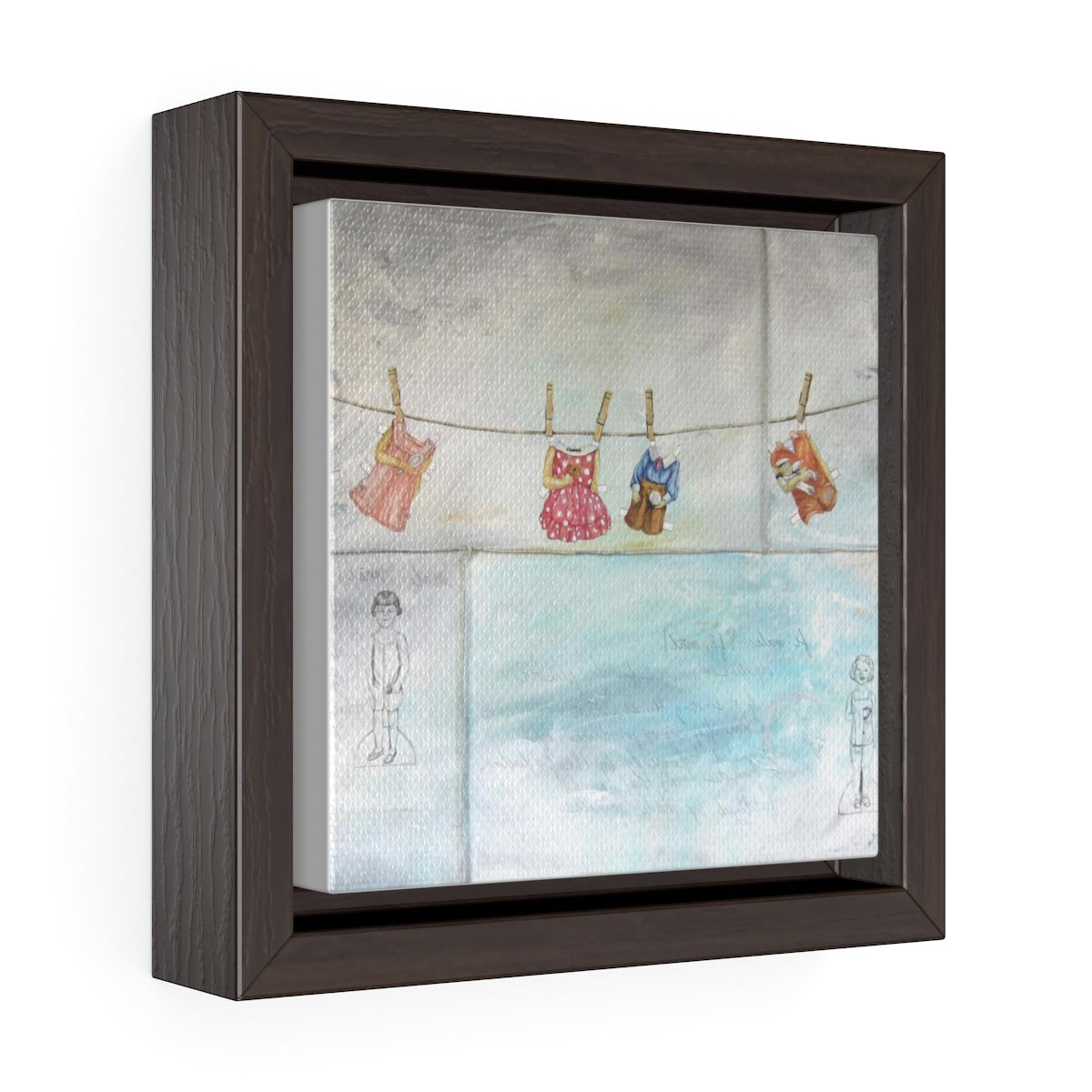Square Framed Art Print | Lullaby: Paper Dolls