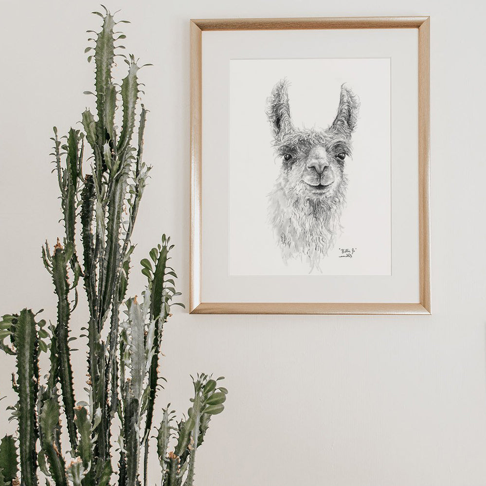 Boho Style decor. Llama Art. Shop art prints, pillows, mugs and more from Nashville artist, Kristin Llamas.